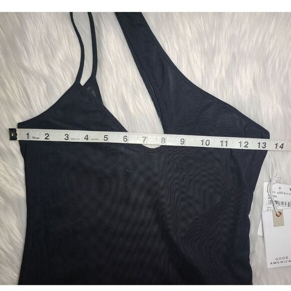 NWT|Good American Asymmetrical Black Mesh Bodysuit, 2 - Picture 5 of 9